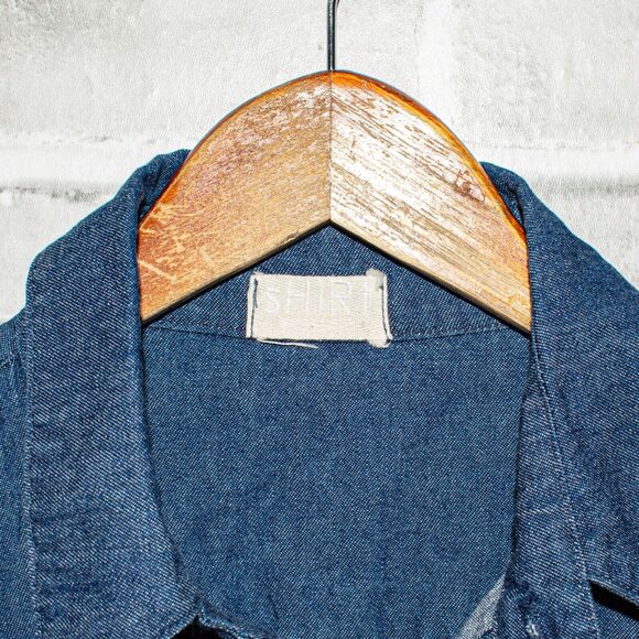 CP Shades Men's Slim Denim Button up Shirt Hand dyed indigo Cotton Size Small - Picture 2 of 4